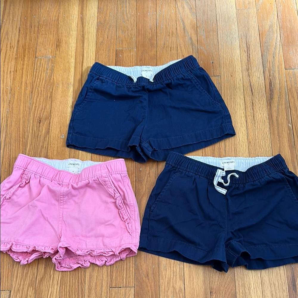 Set of 3 Jcrew Crewcuts Kids Navy and Pink Shorts size 7